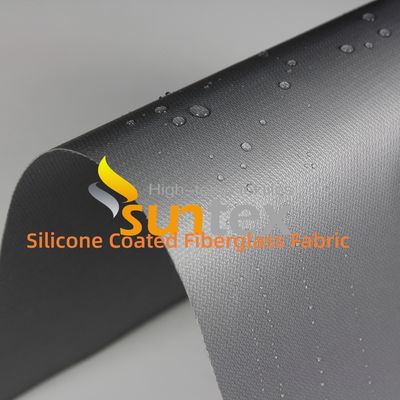 Fireproof Silicone Coated Fiberglass Fabric with 50 m / 100 m Roll Length Alkali Free Water Repellent Thermal Insulation Fabric