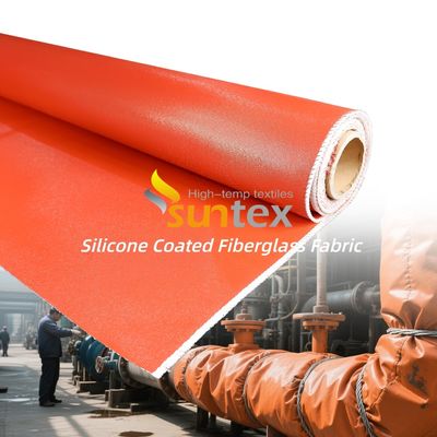 Flame Resistant Silicone Coated Fiberglass Fabric with 50 m / 100 m Roll Length Alkali Free and Anti-Aging Properties