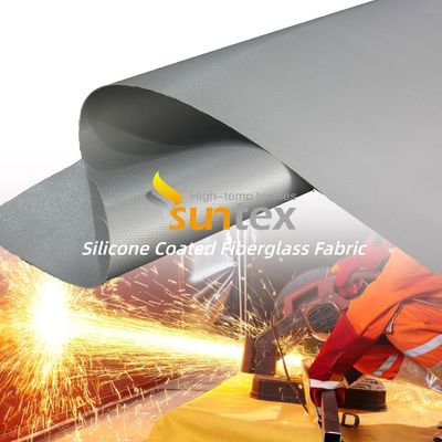 Silicone Coated Fiberglass Fabric with 50 m / 100 m Roll Length Grey Color and Water Repellent Properties