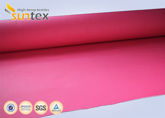 Red 0.4mm Fire Resistant Fiberglass Fabric with Acrylic Coating for 550 Degree C Temperature Resistance and Easy Sewing