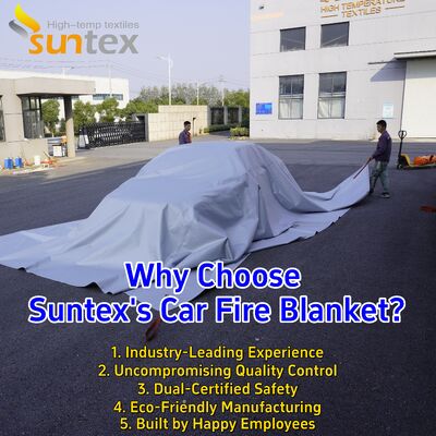 EV Car Fire Blanket with 550℃/1000℃ Thermal Resistance and Oxygen Deprivation for Lithium-Ion Battery Safety