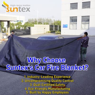 550℃/1000℃ Thermal Resistance Gray EV Car Fire Blanket with Oxygen Deprivation for Fire Pit Mat