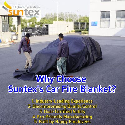 550℃/1000℃ Thermal Resistance Gray EV Car Fire Blanket with Oxygen Deprivation for Fire Pit Mat