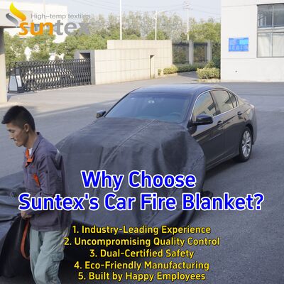 550℃/1000℃ Thermal Resistance Gray EV Car Fire Blanket with Oxygen Deprivation for Fire Pit Mat