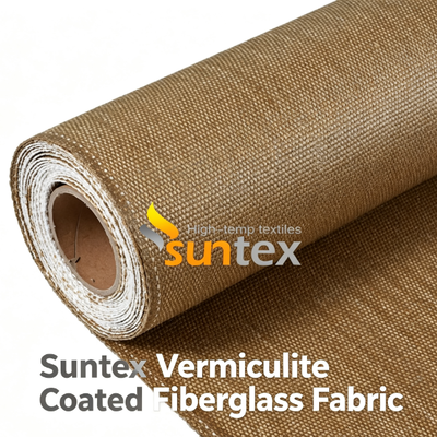 High Temperature Resistant Fabrics Vermiculite Coated Fiberglass Fabric For Expansion Joints