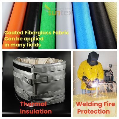 Tissu en fibre de verre revêtu, peut être appliqué dans de nombreux domaines d'isolation thermique et de protection contre les incendies de soudage
