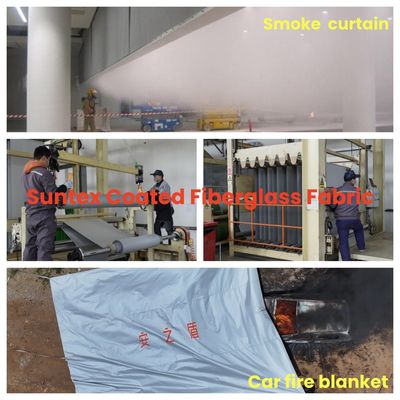 Tissu en fibre de verre recouvert de silicone ignifuge pour rideau de fumée et couverture incendie de voiture