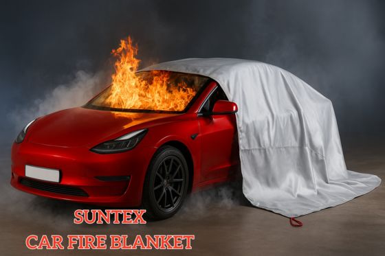 Gray EV Car Fire Blanket with Oxygen Deprivation for Lithium-Ion Battery Fire Protection
