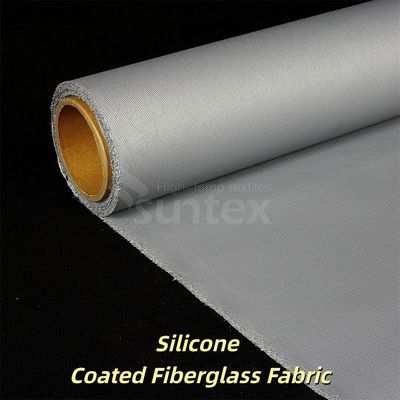 Tissu en fibre de verre recouvert de silicone résistant au feu sans alcalinité de couleur grise pour rideaux de sécurité