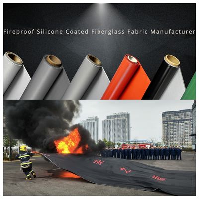Tissu de fibre de verre enduit de silicone résistant au feu avec une résistance à la température de -50°C à 500°C, un poids de 400 g/m² et une épaisseur de 0,3 mm
