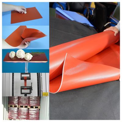 Tissu de fibre de verre enduit de silicone double face, couleur grise, sans alcali, résistance aux hautes températures, ignifuge