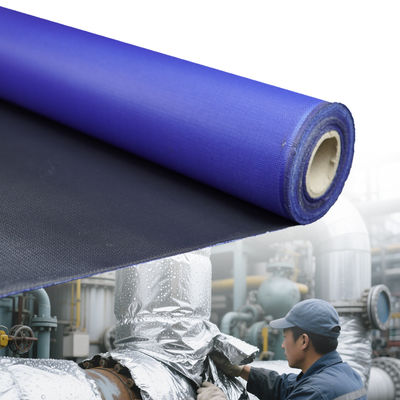 Cuttable Sewable Blue Black PU Coated Fiberglass Fabric for Custom Fire Prevention Solutions