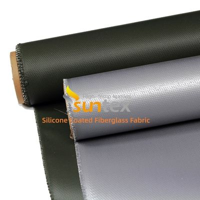Fireproof Silicone Coated Fiberglass Fabric with 50 m / 100 m Roll Length Alkali Free and Weatherproof