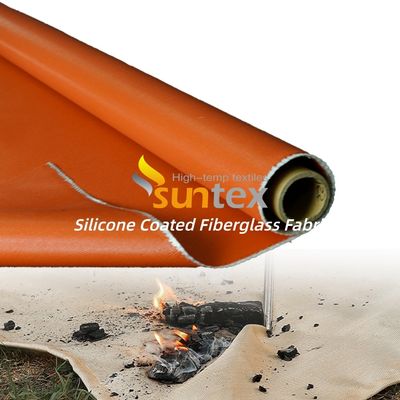 Two Sides Orange Silicone Coated Fiberglass Fabric for Thermal Insulation Cover with 1 / 1.2 / 1.5 meter Width and 50 m / 100 m Roll Length