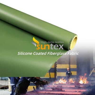 Silicone Coated Fiberglass Fabric 850g/m2 Weight 0.75mm Thickness Fireproof High Silica Fiberglass Cloth