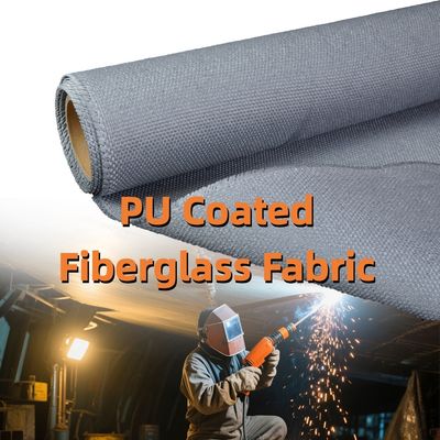 Chemical Resistant PU Coated Fiberglass Fabric 460 g/sqm 0.41 mm Fireproof Heat Resistance