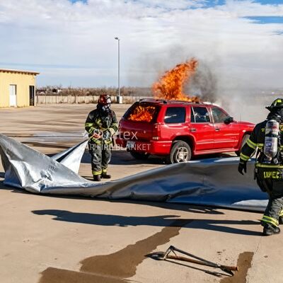 Couverture anti-feu réutilisable pour véhicules électriques avec résistance thermique de 550℃/1000℃ et privation d'oxygène pour les incendies de batteries lithium-ion