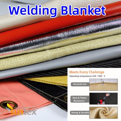 COUVERTURE DE SOUDURE EN FIBRE DE VERRE ENDUITE D'ACRYLIQUE RÉSISTANTE À LA CHALEUR SUNTEX Heavy Duty 550°C AVEC TAILLES PERSONNALISABLES