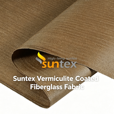 High Temperature Resistant Fabrics Vermiculite Coated Fiberglass Fabric For Expansion Joints