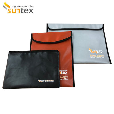 Sac ignifuge imperméable de document enduit de silicone et déjouer le tissu enduit de fibre de verre